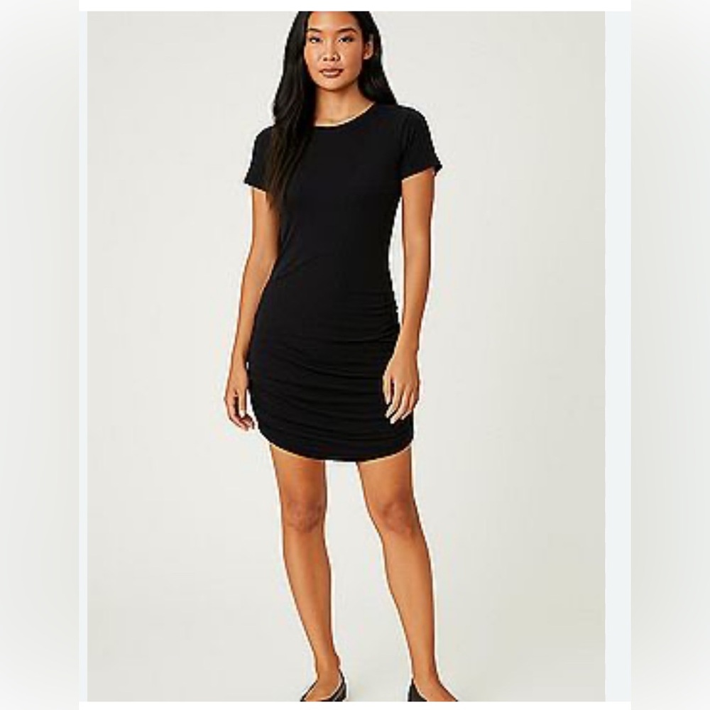 Antistar Black Ruched T Shirt Dress for Women